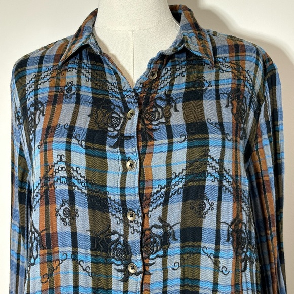 Free People Magical Plaid Embroidered Shirt - Picture 5 of 10